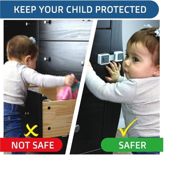 Child Safety Locks 4-Pack. Baby Proof Cabinets with Adjustable Strap Length - Picture 3 of 7